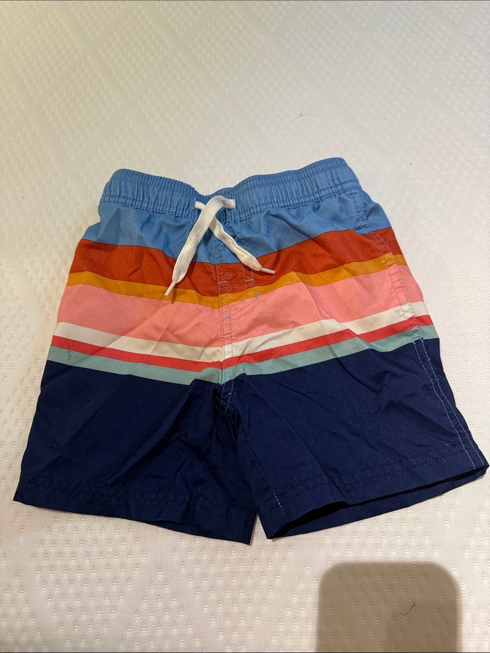 Cat & Jack Boys Striped Swim Trunks in Blue, Navy, Pink, Red